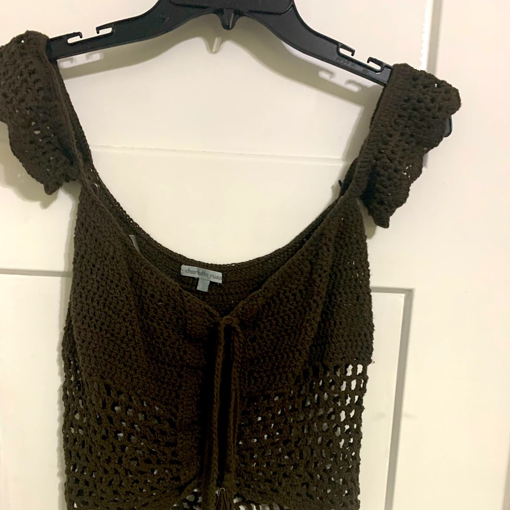 Dark green knit crop top/cover up